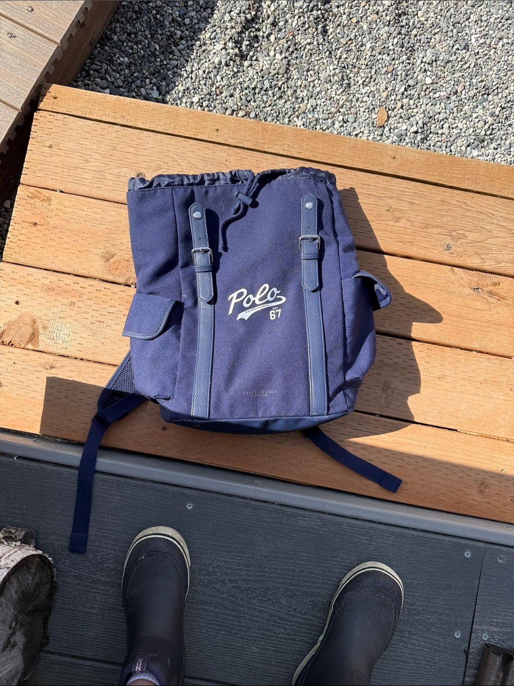 Polo by Ralph Lauren Navy Canvas Roll-Top Backpack